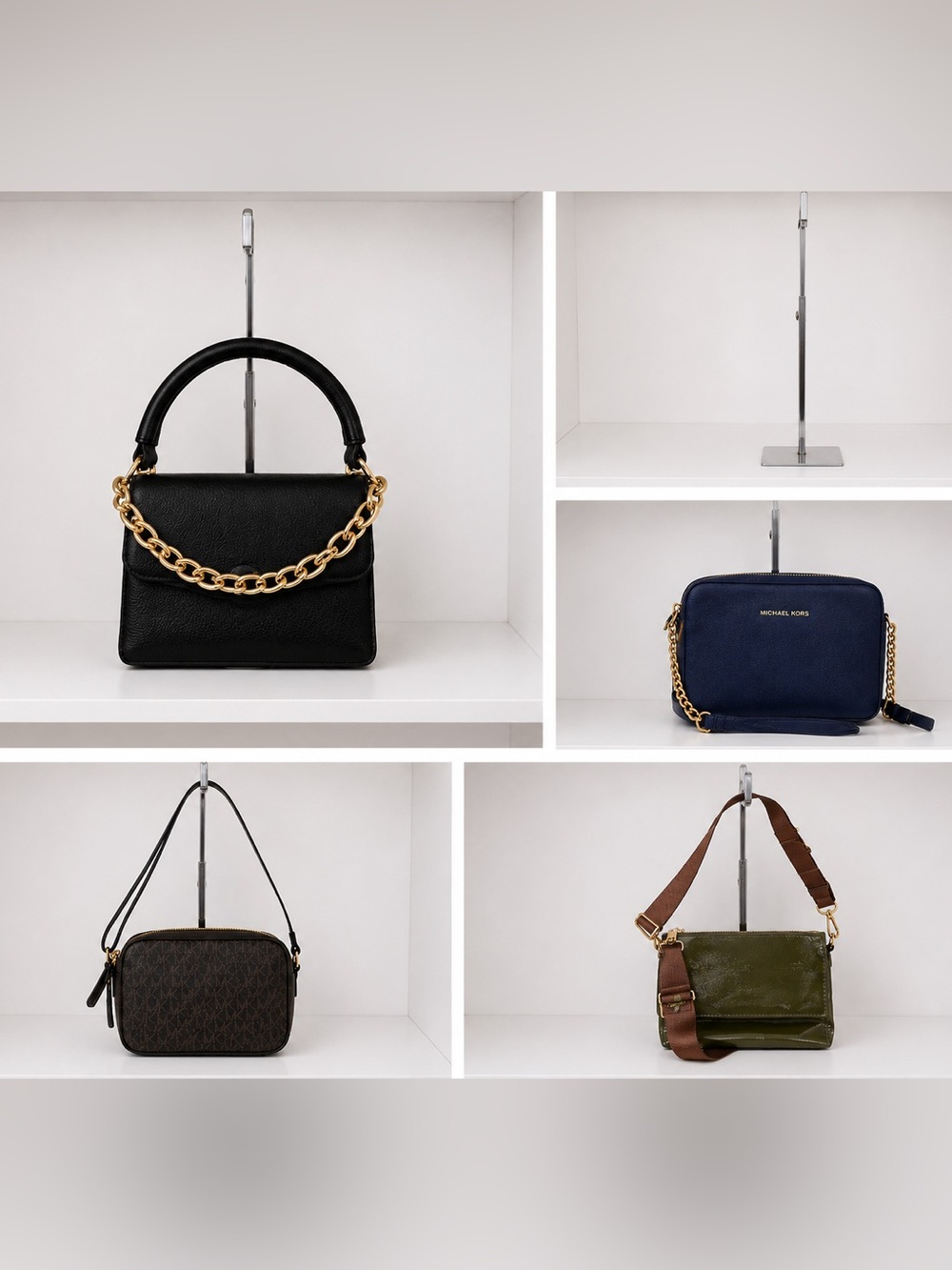 Michael Kors Black Satchel with Gold Chain Handle
